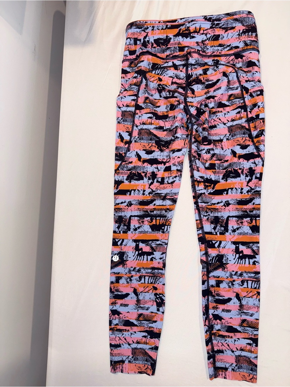 Lululemon Women Vibrant Striped Multi Color Abstact Print Leggings Size 6 - Picture 11 of 14